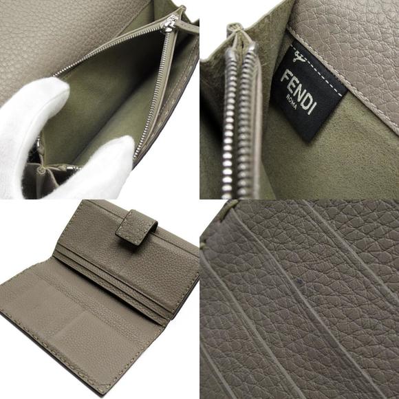 Fendi Leather Bifold Long Wallet Selleria Greige - Picture 10 of 10